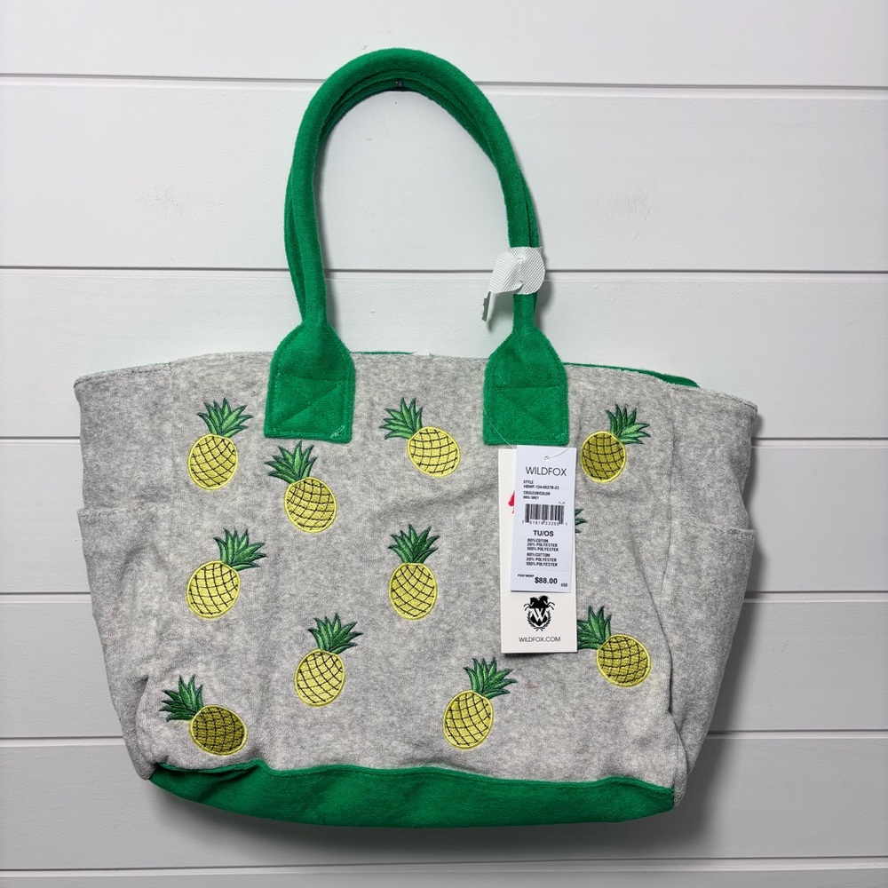 Wildfox Pineapple Gray‎ and Green Crossbody Bag with Adjustable Strap - Picture 2 of 14